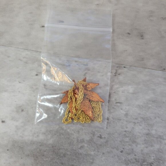 Bronze Dipped Japanese Maple Real Leaf Necklace Nature County Gold Tone Chain‎ - Picture 11 of 12
